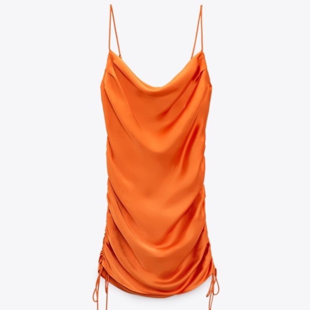 Zara Orange Satin Mini Dress